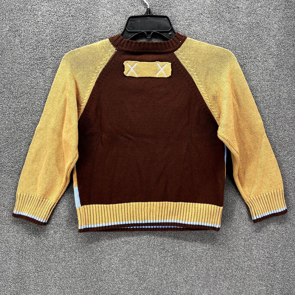 Hartstrings Sweater Toddler 7 Brown Blue Knit Top crewneck football ball - Picture 2 of 12